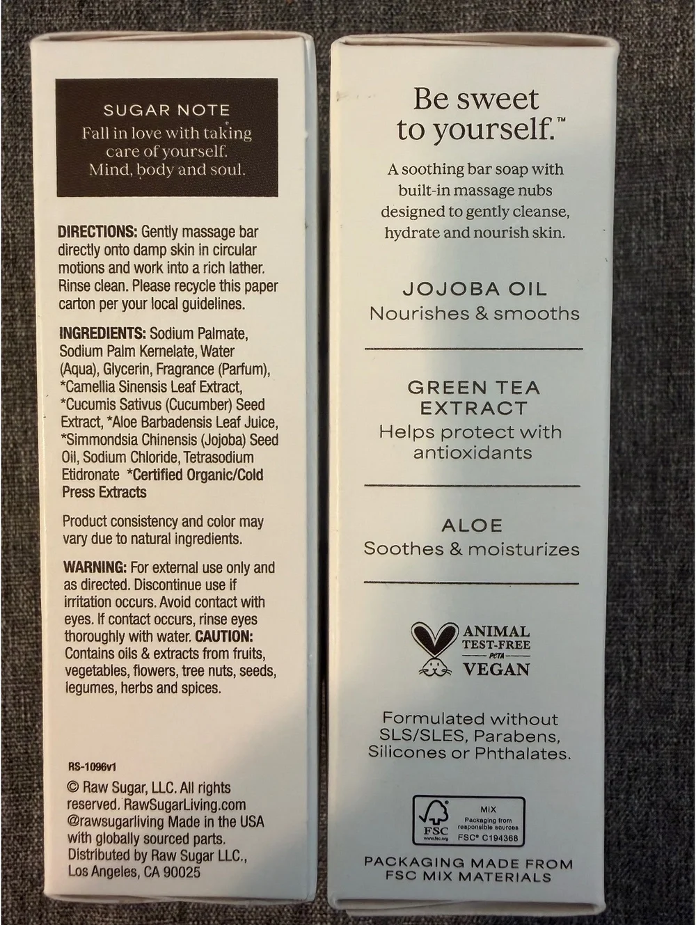 Raw Sugar Green Tea Aloe Soother Bar Soap 5oz - 2 pack